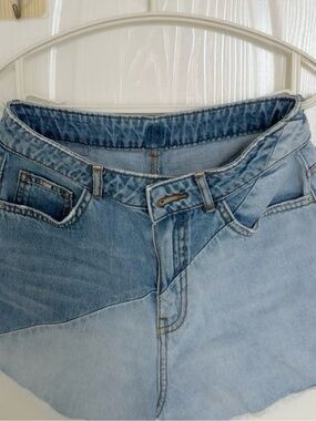 Light Blue Patchwork Denim Jean Shorts